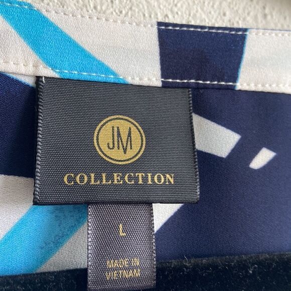 JM Collection Island Brezze half button down blouse sz L NWT - Picture 3 of 8